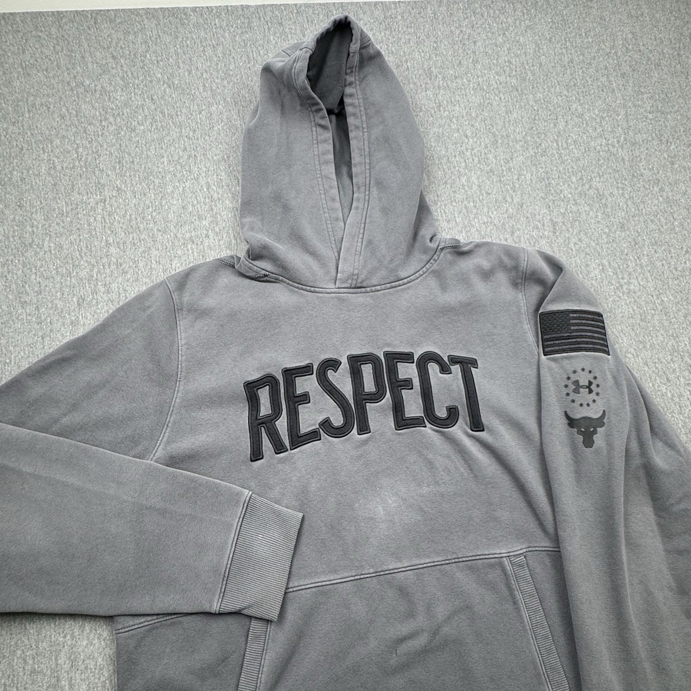 Under Armour Project Rock Respect Hoodie Men's XL Gray ColdGear Dwayne Johnson